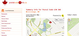 Postal Code Info Small Portfolio Screen Capture